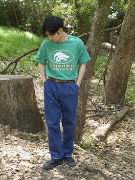 「Lands' End（ランズエンド）のアイテム（パンツ）」を使った、steez【オンライン古着屋】さん（メンズ・176cm）の夏コーディネート