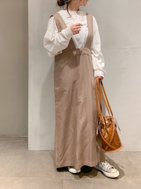 「スネーク柄」｜「アイテム（ワンピース/ドレス）」を使った、doudouyukieさん（レディース・152cm）の春コーディネート