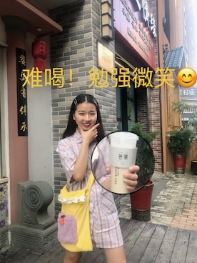 「アイテム（バレッタ/ヘアクリップ）」を使った、魚和瑜子さん（レディース・159cm・10代）の夏コーディネート