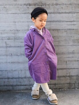 シャツワンピース パープル系 を使った 冬コーデ のコーディネート一覧 Wear