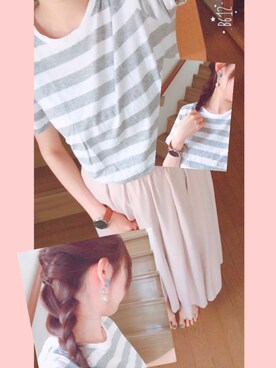 「GRL（グレイル）のアイテム（ピアス（両耳用））」を使った、na ♡*°さん（レディース・160cm）の春コーディネート