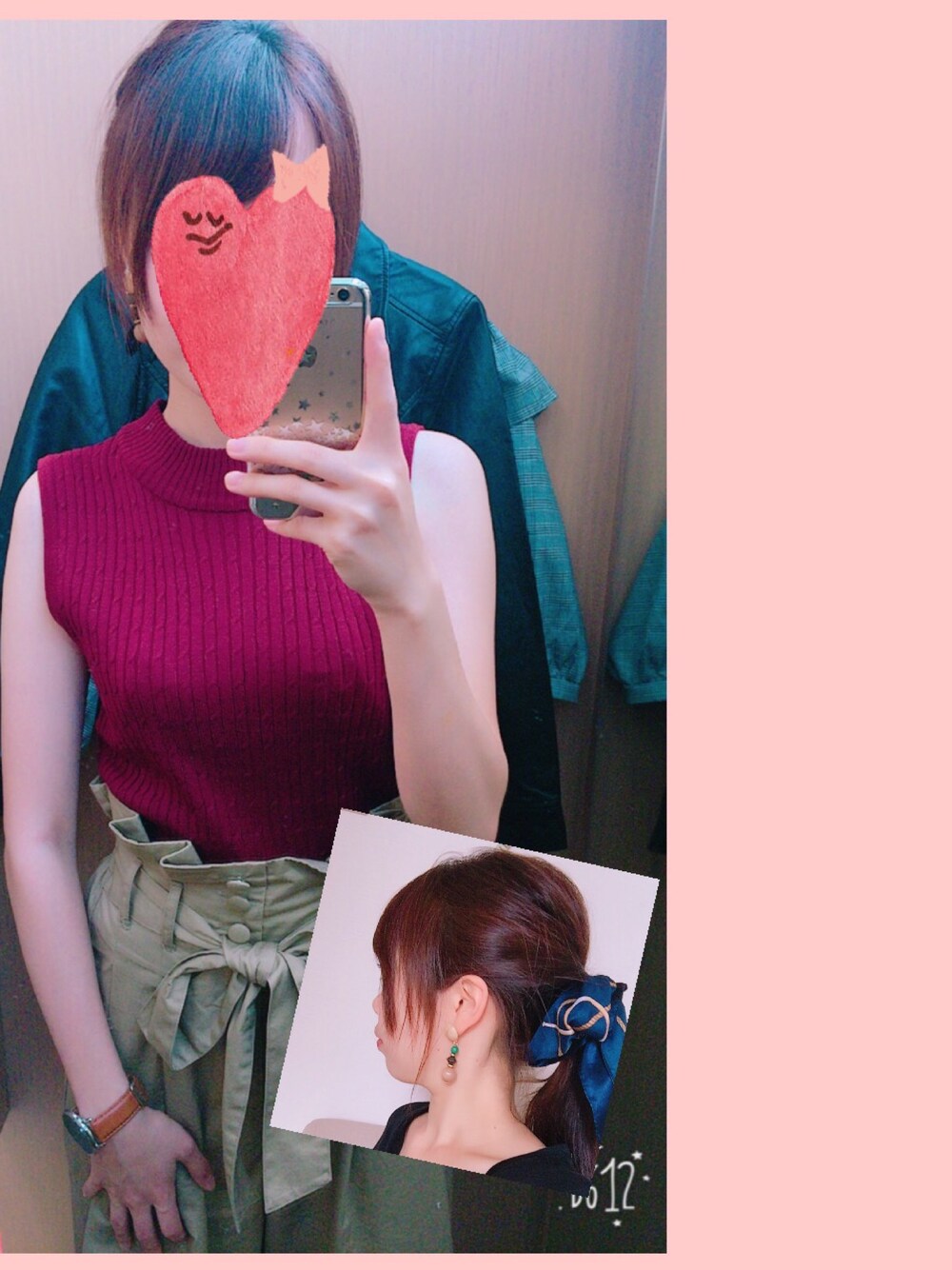 「カジュアルコーデ、Lattice、ヘアアレンジ、チノパン、ワイドパンツ、ダニエルウェリントン、ファーサンダル、アキコーデ、シンプル」｜「BEAUTY&YOUTH UNITED ARROWSのアイテム（タンクトップ、レッド系）」を使った、na ♡*°さん（レディース・160cm）の秋コーディネートの1枚目の写真
