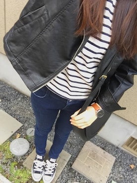 「CONVERSE（コンバース）のconverse（コンバース） ALL STAR OX（オールスターOX）（スニーカー）」を使った、na ♡*°さん（レディース・160cm）の秋コーディネート
