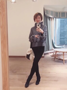 「アイテム（ドラムバッグ、シルバー系）」を使った、1inaさん（レディース・163cm）の夏コーディネート