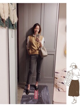 「アイテム（ドラムバッグ、シルバー系）」を使った、1inaさん（レディース・163cm）の秋コーディネート