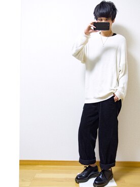 「08sircus（ゼロエイトサーカス）のアイテム（パンツ）」を使った、さとりさん（メンズ・173cm）の秋コーディネート