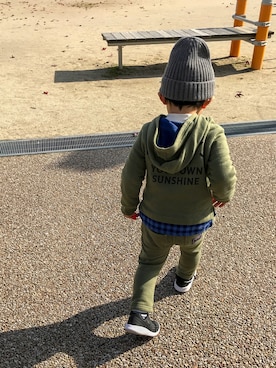 「KP BOY（ケーピーボーイ）のアイテム」を使った、riiririiさん（キッズ・90cm）の冬コーディネート