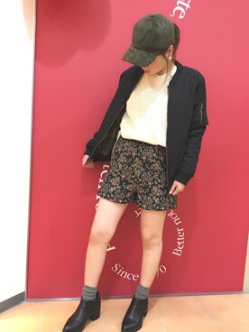 「AS KNOW AS PINKY（アズノゥアズピンキー）のアイテム（その他アウター）」を使った、Shiori Nagahamaさん（レディース・154cm）の冬コーディネート