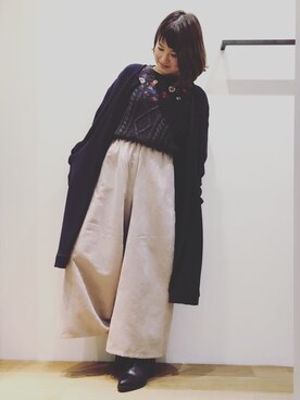 「AS KNOW AS PINKY（アズノゥアズピンキー）のアイテム（その他アウター）」を使った、Shiori Nagahamaさん（レディース・154cm）の冬コーディネート