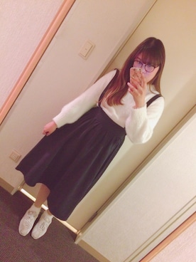 「blue」｜「アイテム（スウェット）」を使った、Boumiさん（レディース・165cm）の冬コーディネート