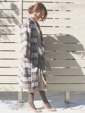 「チェック柄」｜「アイテム（その他アウター）」を使った、miyuさん（レディース・158cm）の秋コーディネート