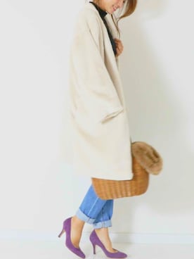 「フェイクファーコート」｜miyuさん（レディース・158cm）の秋コーディネート