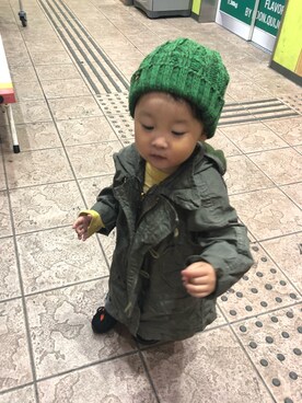 「アイテム（ミリタリージャケット）」を使った、achapiiさん（キッズ・90cm）の秋コーディネート