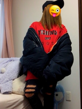 「SCHOTT」｜「アイテム（MA-1）」を使った、148cmの日記さん（レディース・147cm）の秋コーディネート