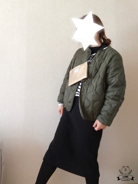 「studio CLIP（スタディオクリップ）の《はまじコラボ》ノーカラーキルティングブルゾン（ブルゾン、グリーン系）」を使った、wakanaさん（レディース・160cm）の春コーディネート