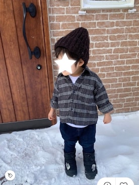 「devirock（デビロック）のビッグシルエットネルチェックシャツ（シャツ/ブラウス、グレー系）」を使った、wakanaさん（レディース・160cm）の冬コーディネート