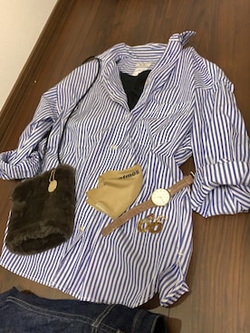 「niko and...（ニコアンド）のマーセレギュラーワイヤーシャツ（シャツ/ブラウス、ブルー系）」を使った、wakanaさん（レディース・160cm）の秋コーディネート