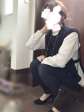 「NATURAL BEAUTY BASIC（ナチュラルビューティーベーシック）のアイテム（シャツ/ブラウス、ホワイト系）」を使った、wakanaさん（レディース・160cm）の秋コーディネート