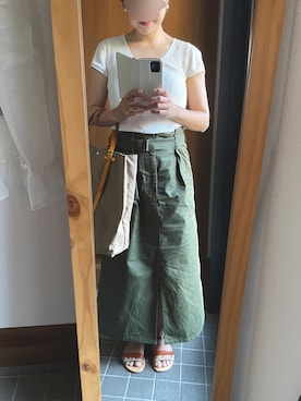 「CURRENTAGE（カレンテージ）のアイテム」を使った、POCHAさん（レディース・157cm）の春コーディネート