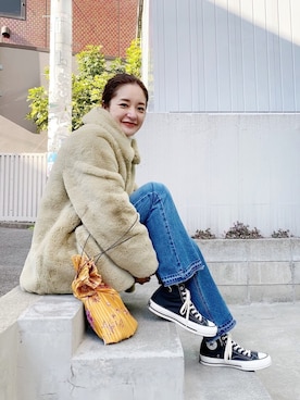 「ファー」｜「アイテム（ムートンコート）」を使った、kawashima_164cmさん（レディース・164cm）の冬コーディネート