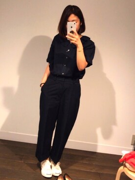 「マーガレット・ハウエル(MARGARET HOWELL)」｜「アイテム（スラックス）」を使った、bさん（レディース・151cm）の夏コーディネート