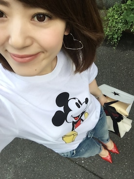 「UNIQLO Tシャツ」｜「アイテム（パンツ）」を使った、まぁ◡ູ̈♡さん（レディース・160cm）の夏コーディネート