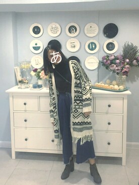 「Datong のアイテム（ブーツ、グリーン系）」を使った、keibkさん（レディース・158cm）の冬コーディネート