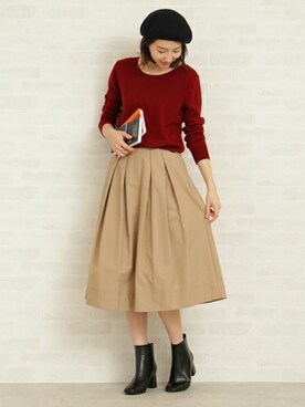 「N.（N. Natural Beauty Basic）（エヌエヌナチュラルビューティーベーシック）のアイテム（ハンチング/ベレー帽）」を使った、S.さん（レディース・164cm）の秋コーディネート