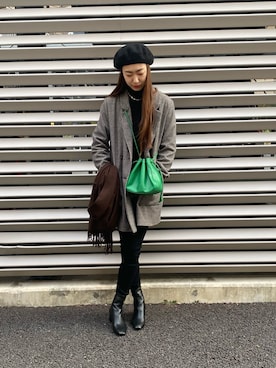 「UNIQLO（ユニクロ）のエクストラファインメリノリブタートルネックセーター（長袖）（ニット/セーター）」を使った、Miku❤さん（レディース・170cm）の冬コーディネート