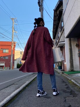 「MOUSSY（マウジー）のアイテム（ニット/セーター、レッド系）」を使った、sasuさん（レディース）の秋コーディネート