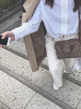 「SM2（エスエムツー）のアイテム（ステンカラーコート）」を使った、onniさん（レディース・155cm）の春コーディネート