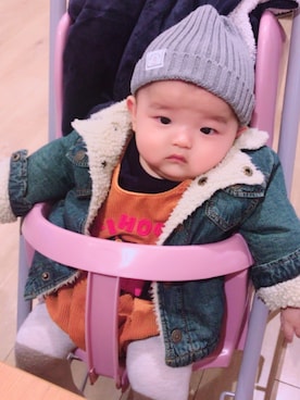 「男の子ベビー」｜「アイテム（サロペット/オーバーオール）」を使った、AO✘✘✘NENEさん（キッズ・70cm）の冬コーディネート