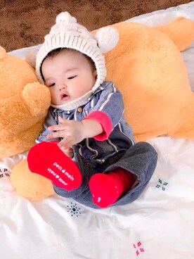 「男の子ベビー」｜「アイテム（雑貨/ホビー）」を使った、AO✘✘✘NENEさん（キッズ・70cm）の冬コーディネート