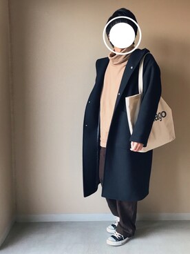 「フードコート」｜「アイテム（チェスターコート）」を使った、Naoさん（メンズ・169cm）の冬コーディネート