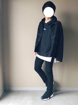 「FILA（フィラ）のアイテム（パーカー）」を使った、Naoさん（メンズ・170cm）の冬コーディネート