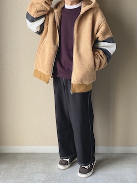 「アイテム（ブルゾン、ゴールド系）」を使った、Naoさん（メンズ・170cm）の冬コーディネート