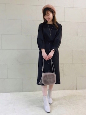 「ドレスキップ」｜「アイテム（ハンチング/ベレー帽）」を使った、はるなさん（レディース・159cm）の秋コーディネート