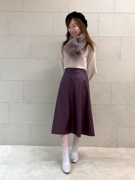 「ドレスキップ」｜「アイテム（ハンチング/ベレー帽）」を使った、はるなさん（レディース・159cm）の秋コーディネート