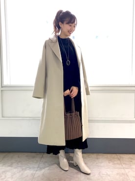 「ドレスキップ」｜「アイテム（チェスターコート）」を使った、はるなさん（レディース・159cm）の冬コーディネート
