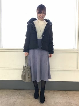 「ドレスキップ」｜「アイテム（ブルゾン）」を使った、はるなさん（レディース・159cm）の冬コーディネート