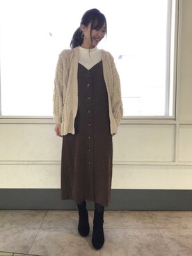 「モールニット」｜はるなさん（レディース・159cm）の冬コーディネート