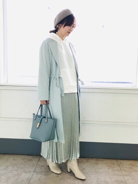 「ドレスキップ」｜「アイテム（ノーカラーコート）」を使った、はるなさん（レディース・159cm）の冬コーディネート
