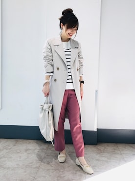 「DRESKIP（ドレスキップ）のアイテム（トレンチコート）」を使った、はるなさん（レディース・159cm）の春コーディネート