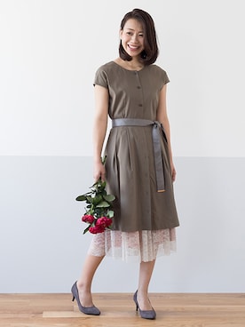 「NATURAL BEAUTY BASIC（ナチュラルビューティーベーシック）の【JJ 12月号掲載】ポインテッドスエードライクパンプス（パンプス）」を使った、NBB STAFF03さん（レディース・163cm）の夏コーディネート