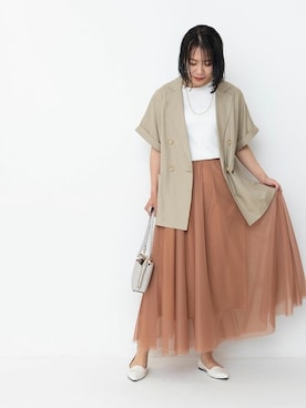 「NATURAL BEAUTY BASIC（ナチュラルビューティーベーシック）のアイテム（テーラードジャケット）」を使った、NBB STAFF03さん（レディース・163cm）の夏コーディネート