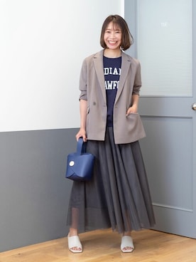 「NATURAL BEAUTY BASIC（ナチュラルビューティーベーシック）のアイテム（テーラードジャケット）」を使った、NBB STAFF03さん（レディース・163cm）の夏コーディネート