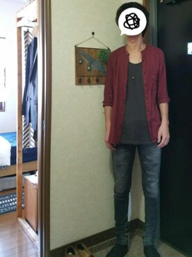「MANEBU（マネブ）のアイテム（スリッポン）」を使った、yujiさん（メンズ・176cm）の秋コーディネート