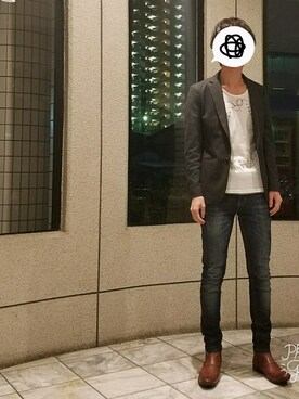 「Paul Smith（ポールスミス）のアイテム（ブーツ）」を使った、yujiさん（メンズ・176cm）の秋コーディネート