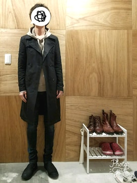 「MANEBU（マネブ）のアイテム（スリッポン）」を使った、yujiさん（メンズ・176cm）の秋コーディネート