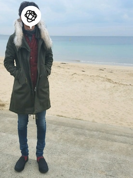 「MANEBU（マネブ）のアイテム（スリッポン）」を使った、yujiさん（メンズ・176cm）の冬コーディネート